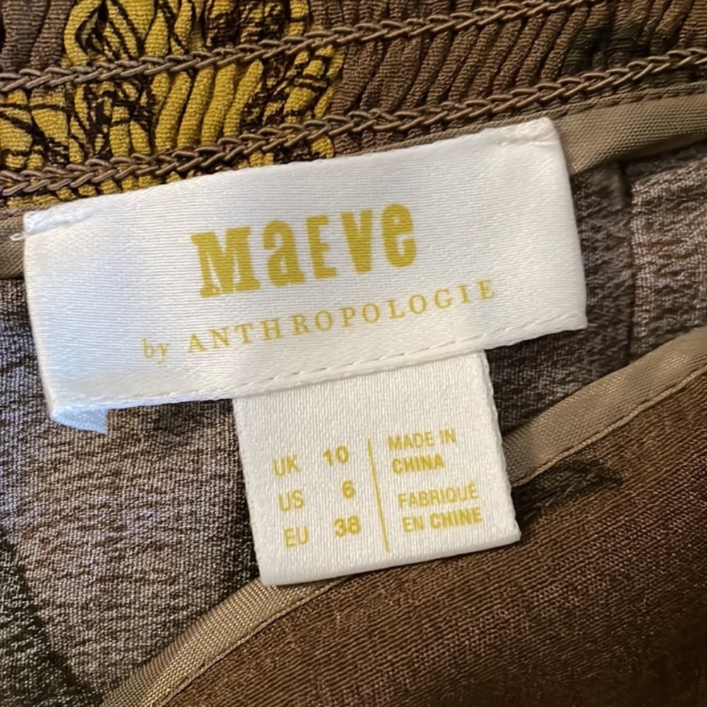 New Anthropologie Maeve Terrace Floral Brown Yellow Autumn Fall Wide Leg Pants 6 - Picture 5 of 8